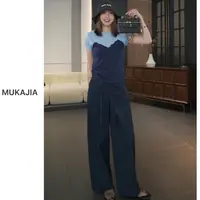 木卡家【蕾丝拼接T】韩系风夏季新款假两件蕾丝拼接短袖T恤Q519
