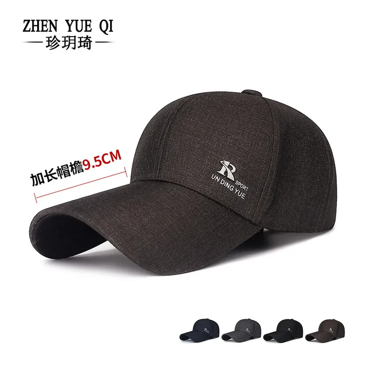 涤纶春季男士新款加长檐鸭舌帽商务日常通用防晒硬顶遮阳运动百搭