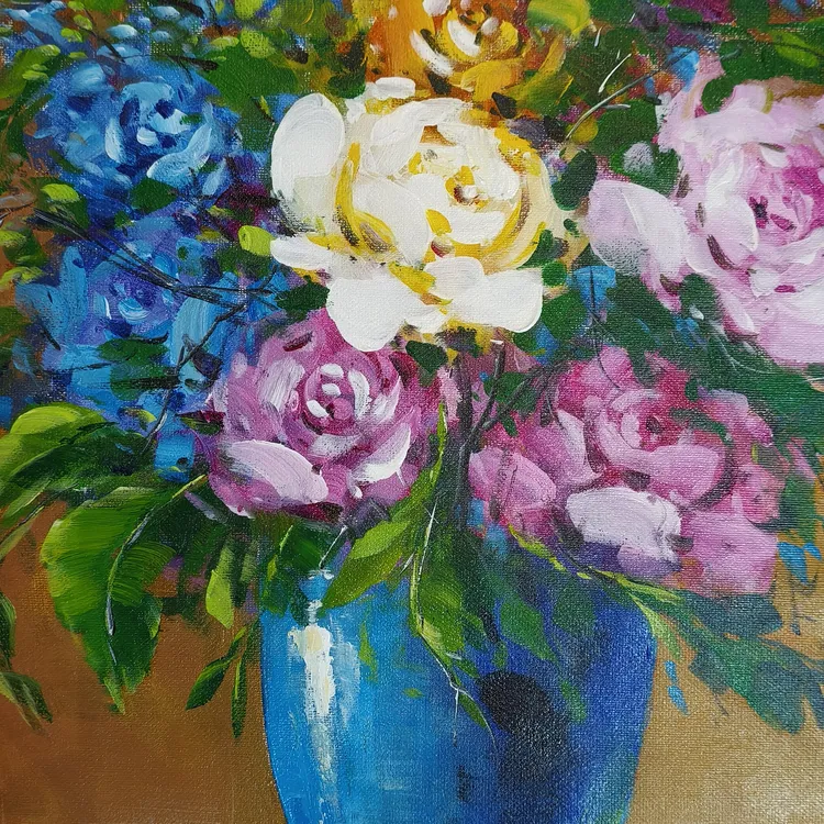 50/60cm纯手绘油画花卉装饰画餐厅画