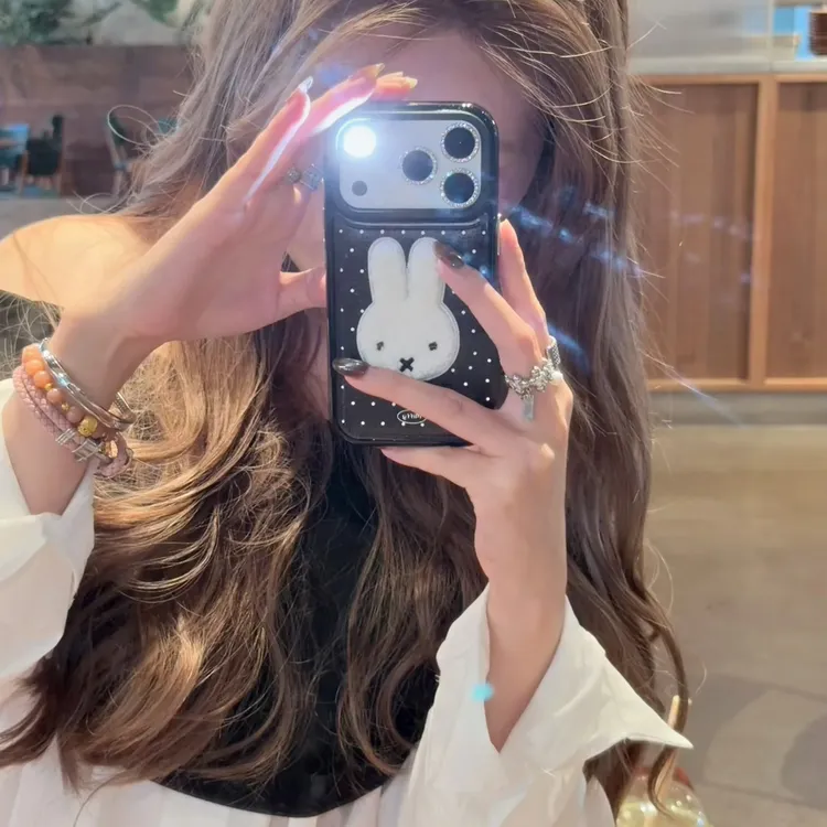 英文波点适用苹果17手机壳13/14ProMax卡通iPhone16/INS风17P网红