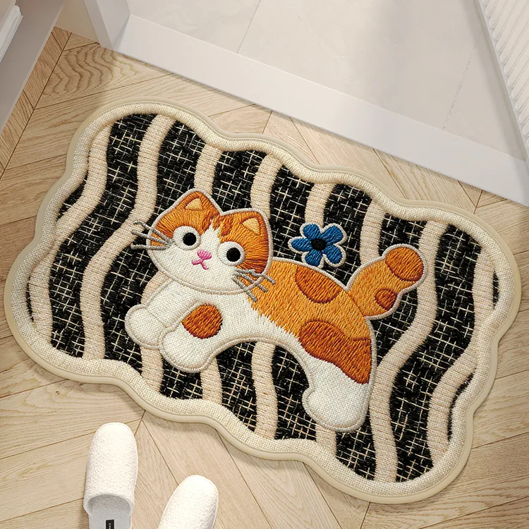 浴室地垫卫生间门口吸水防滑脚垫家用猫咪仿亚麻速干地毯卫浴垫子