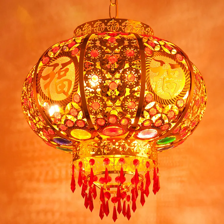 过年红灯笼挂饰新款大门阳台电动旋转灯笼结婚乔迁吊灯