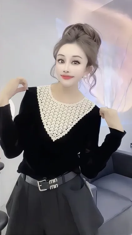 拼接打底衫别致舒适洋气法式通勤设计感2025秋季长袖流行上衣撞色