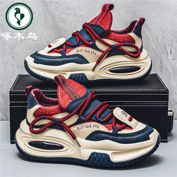 啄木鸟官方正版男鞋新款时尚百搭休闲老爹鞋子男款厚底运动阿甘鞋