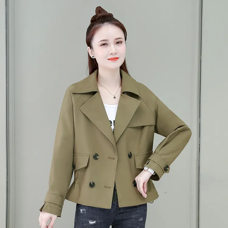 2025秋季收腰女气质短款上衣百搭行政女士夹克短外套双排扣风衣潮