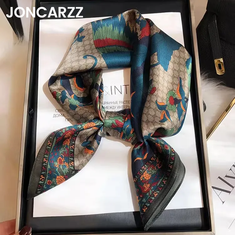 JONCARZZ真丝丝巾女爆款2025新款蓝色高级感气质桑蚕丝薄款方巾