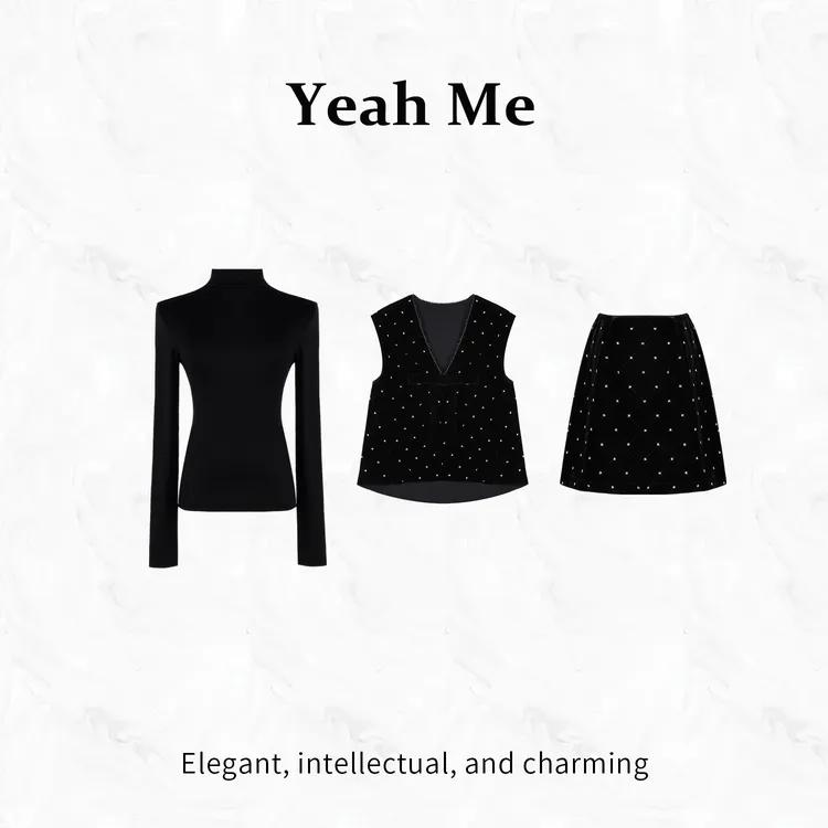 Yeah Me/也觅【星兰物语】秋季新款复古高级感气质显瘦半身裙套装女