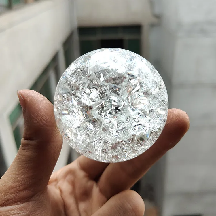冰裂球水晶玻璃球装饰用品假山喷泉裂纹流水盆景工艺品配摆件