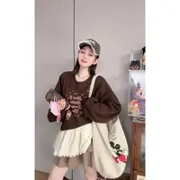 时尚印花拼接蕾丝下摆休闲卫衣