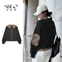 诗妮歌 | 巴*家格纹连帽衫 经典中古拉链外套女款早秋老钱穿搭
