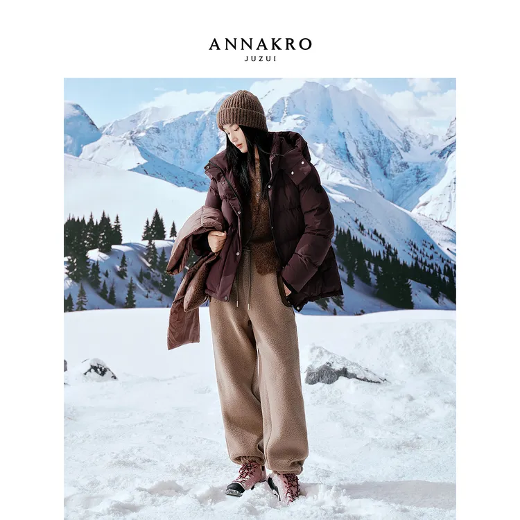 【冬日玩家】玖姿·安娜蔻连帽一手长防水羽绒服女2025新款KWFD03316