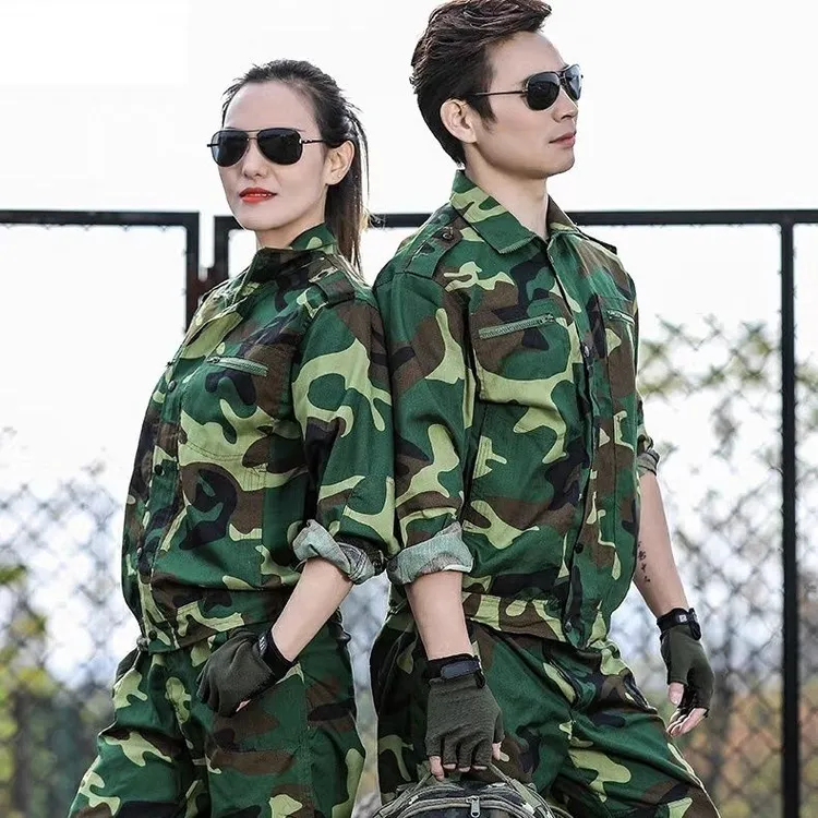 军训服上衣迷彩服套装初中生结实耐磨透气耐脏劳保服工作服草绿色