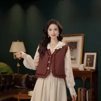 琦琦【玫瑰庄园】港风复古纯色无袖马甲显瘦YF1103269