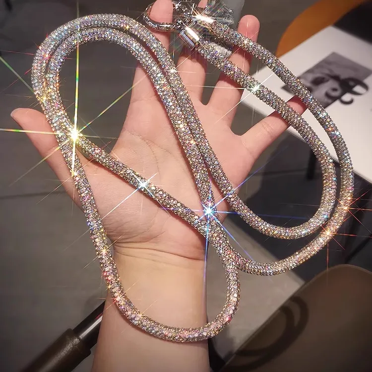 手机挂绳满钻挂饰奢华手机挂绳水钻长版可背挂绳挂颈绳斜挎手机挂