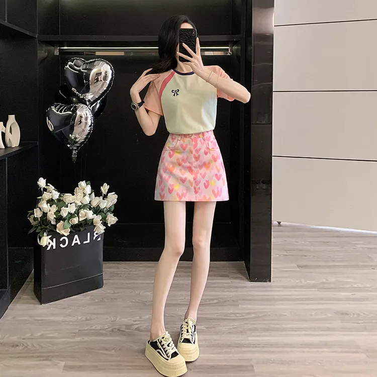 裙子套装流行时尚潮牌女装夏季气质显瘦短袖韩版百搭包臀半身裙