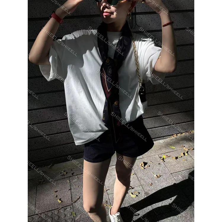 SHIIEELL糖果色时尚舒适透气显瘦百搭棉质宽松廓形短袖T恤女Z1606