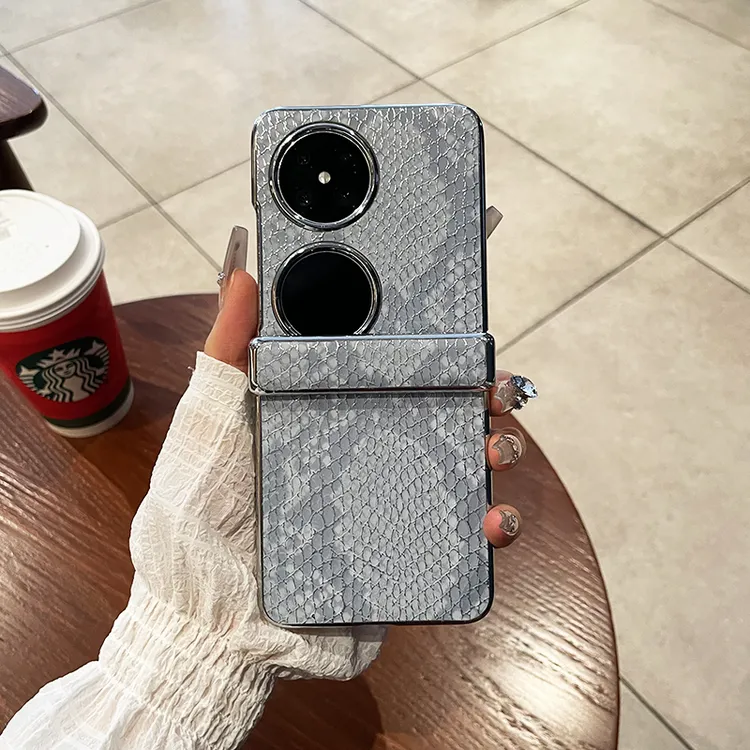 适用华为pocket2手机壳电镀鳄鱼纹中轴保护华为purax折叠屏潮oppo