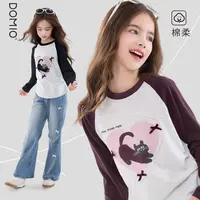 女童T恤秋装新洋气儿童打底衫加绒长袖大童修身上衣休闲春秋童装