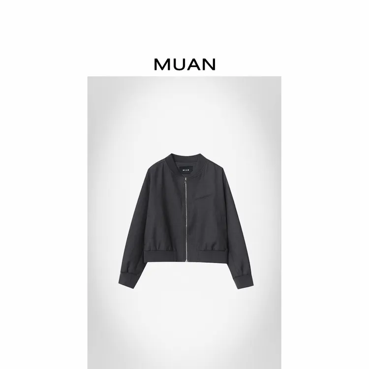 木岸MUAN：《街拍棒球外套》定制宽松百搭拉链棒球外套女YJ-23350