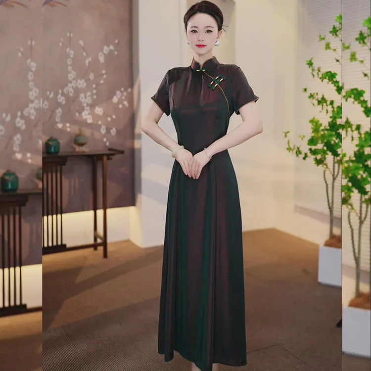 【Feel77】2025春夏新款高端提花复古奥黛中国风年轻款旗袍满庭芳华