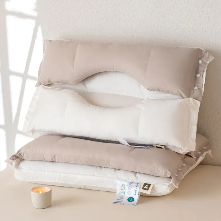 新款全棉双向护颈牵引美颜枕纯棉不压脸助睡眠枕头双层可拆卸枕芯