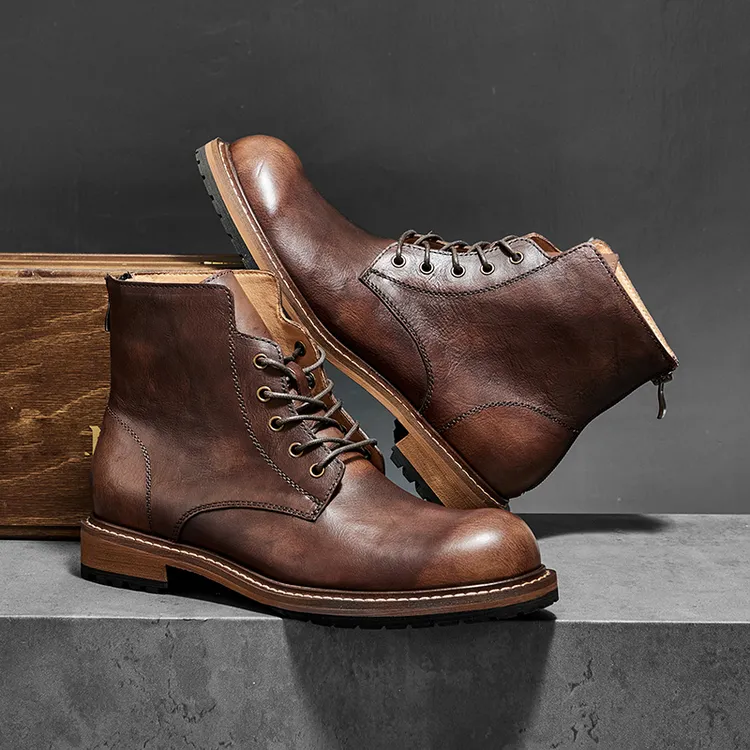 匠执复古港风中帮侧拉链英伦马丁靴休闲百搭英伦风秋季靴