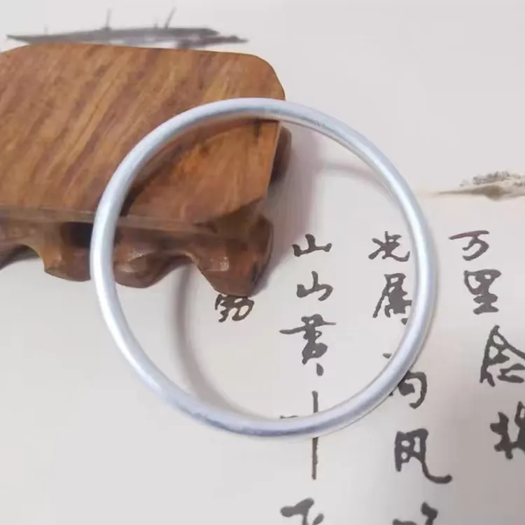 足银手镯 足银经典简约百搭实心素圈手镯单圈