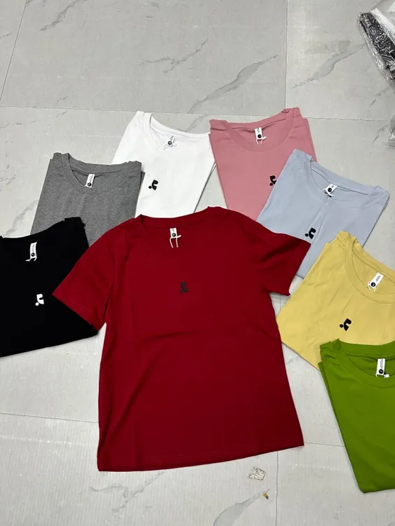 5855短袖百搭常规款印花圆领刺绣透气情侣打底衫