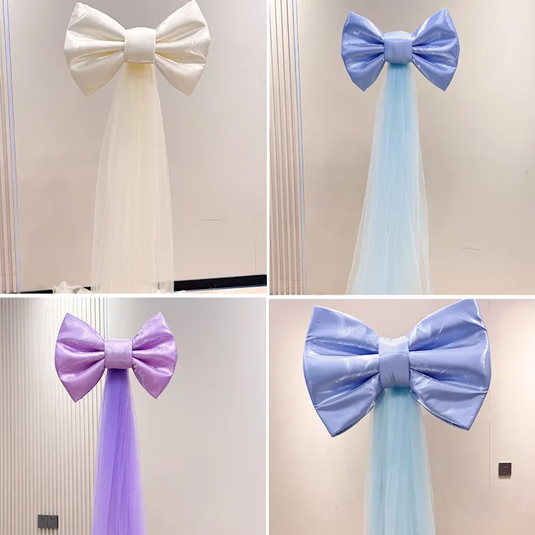 超大号缎面蝴蝶结结婚生日婚房场景婚庆布置支架纱幔拖尾卧室装饰