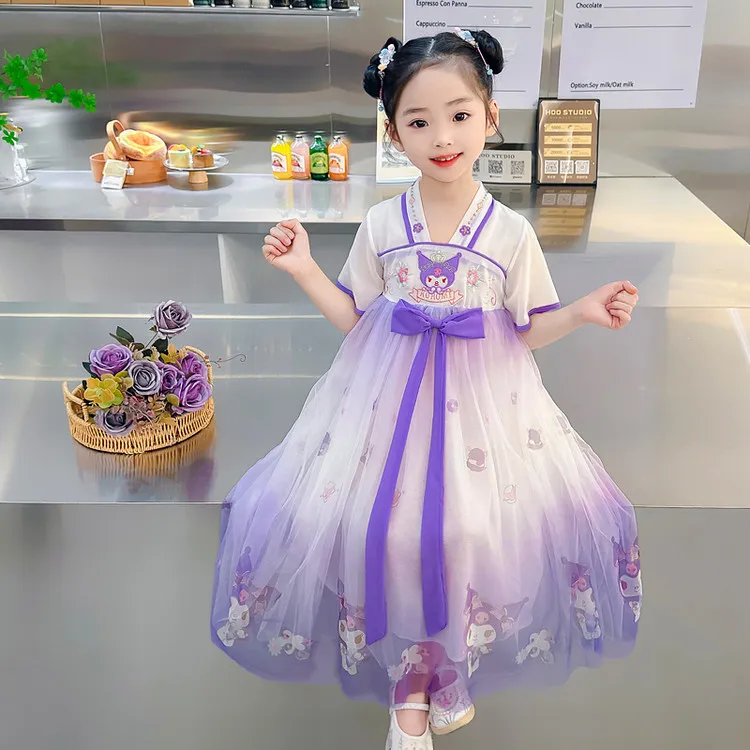 2025新款夏季女童紫色渐变纱裙可爱公主连衣裙百搭洋气裙子