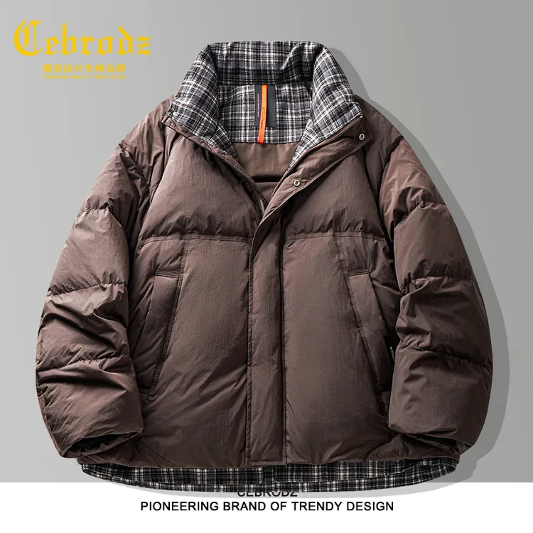 法国Cebrodz蓬松鸭绒假两件羽绒服百搭简约男士冬季保暖加厚外套