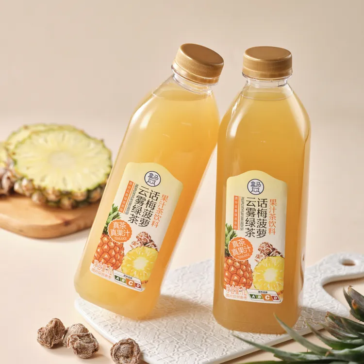 盒马话梅菠萝云雾绿茶1L天台山云雾茶添加菠萝果肉话梅清汁