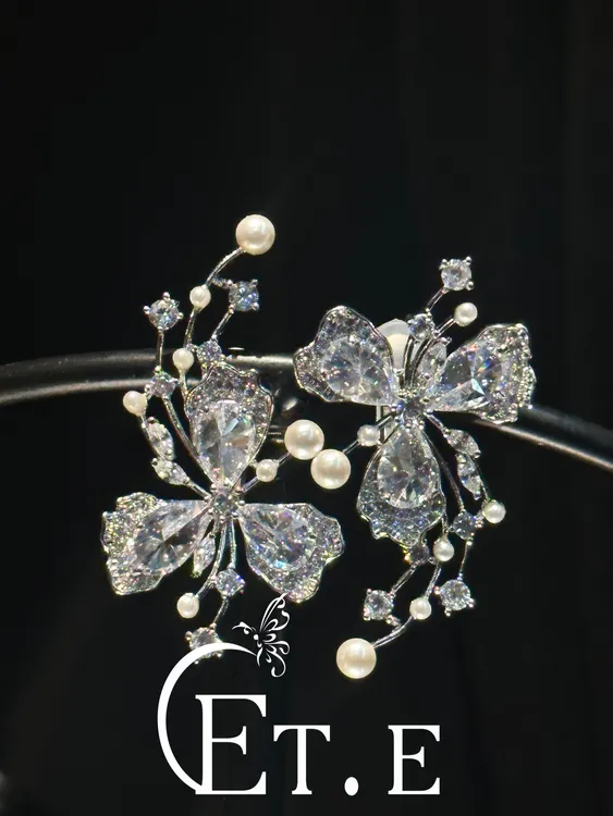 合金仿水晶耳饰 ETE0065耳饰轻奢轻奢小众百搭气质婚纱礼服饰品