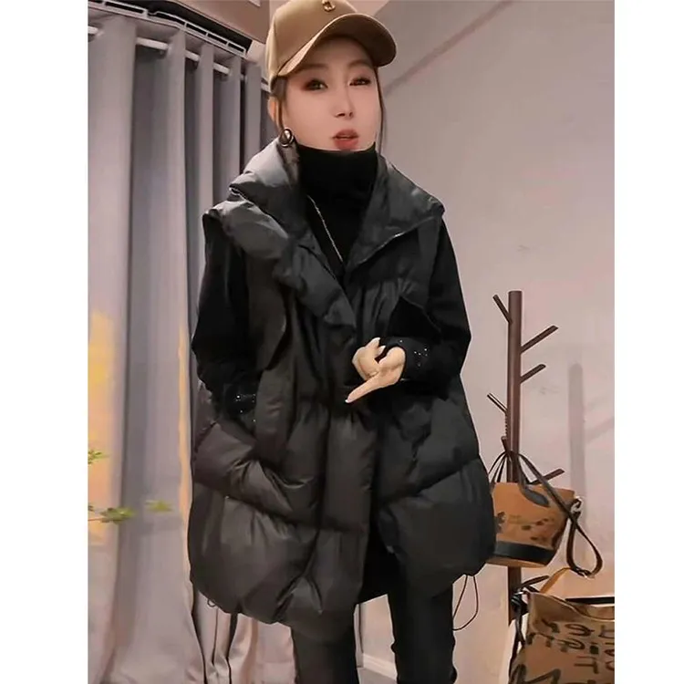 棉马甲背心女中长外穿立领坎肩欧货2025秋冬新款保暖马夹加厚外套