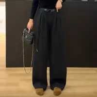 玳妮【奶系摩卡】秋季新款休闲百搭显瘦高腰宽松时尚直筒阔腿休闲裤