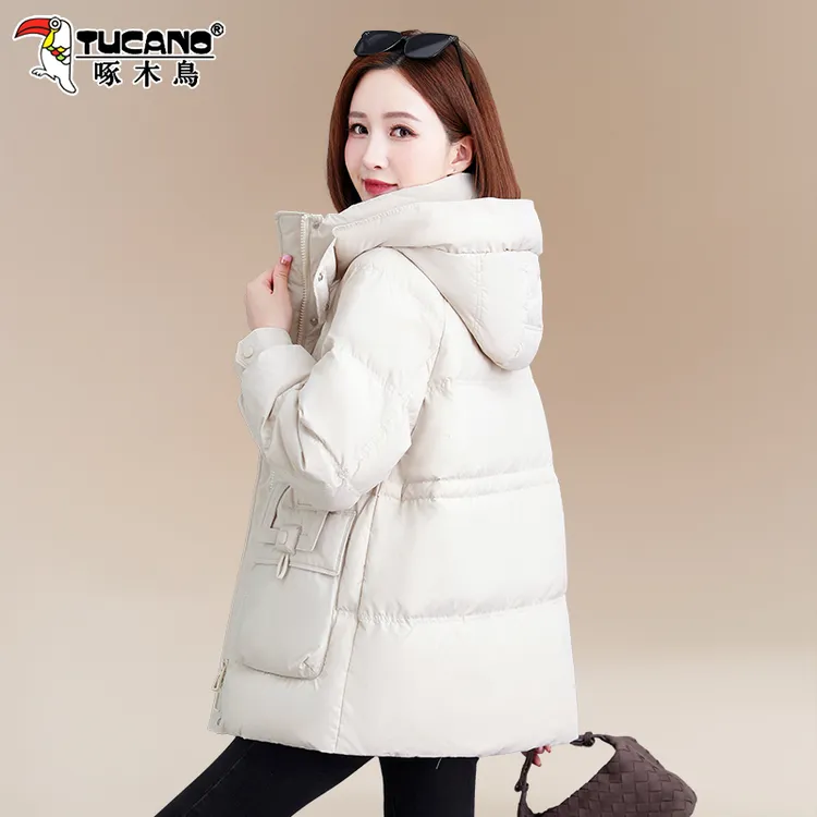 啄木鸟女士羽绒服女装冬装2026新款时尚连帽中年妈妈保暖冬季外套