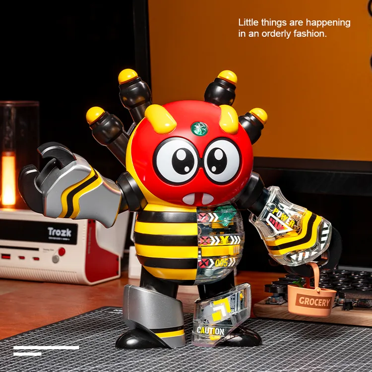 费米铁甲小宝之蜘蛛侦探小颗粒积木潮玩模型家居摆件