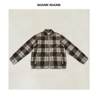  NiannNiann 新品小众女装女装设计感复古格纹颗粒绒外套16175