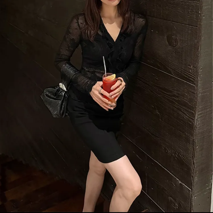【ALONE SAVOR】龍喜儿魅力姐姐 优雅肌理感提花衬衫小衫K123