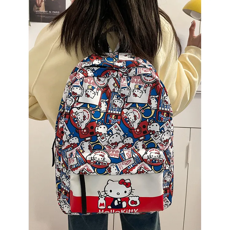 百搭新款hellokitty印花书包网红爆款休闲背包女生逛街上学双肩包