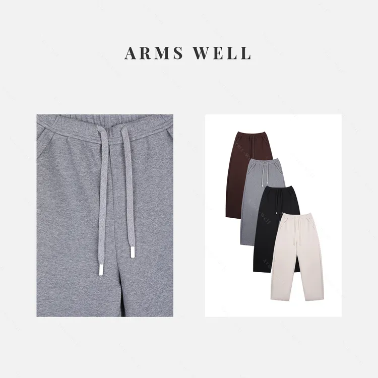 ARMS WELL王囡囡 米白/灰/咖/黑色抽绳松紧腰休闲裤(5个码） S183