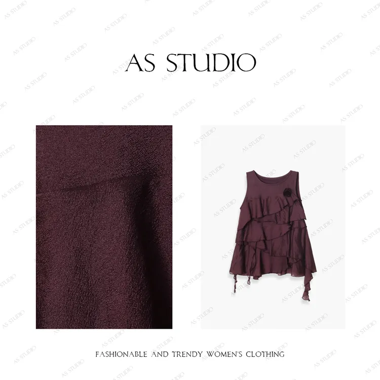 【AS荷叶花】25新重工层叠荷叶边不规则气质无袖上衣AS25XXS00350