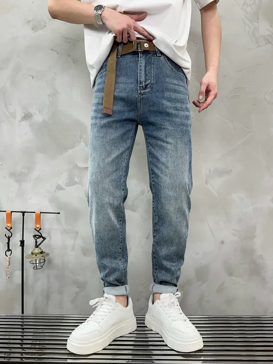 【小璐优选】夏款男士新款小直筒牛仔裤百搭休闲时尚宽松弹力韩版