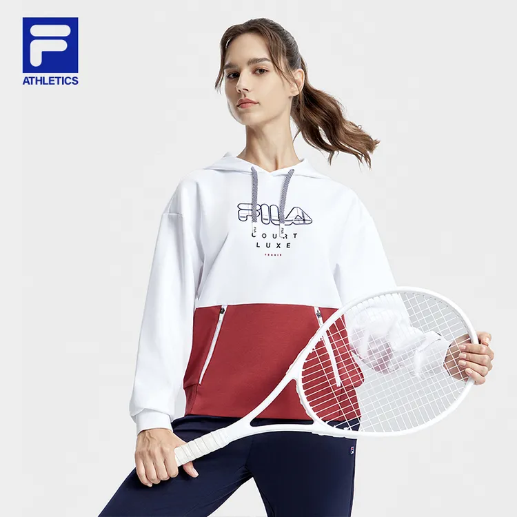 Fila/斐乐【微弹透气长袖卫衣】女装休闲宽松潮流网球运动连帽上衣