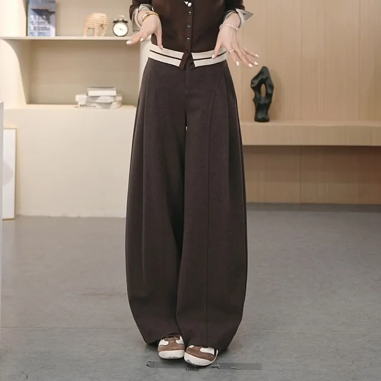 秋冬糯感厚款贝斯裤~垂感呢子休闲裤宽松显瘦直筒裤阔腿裤女1527