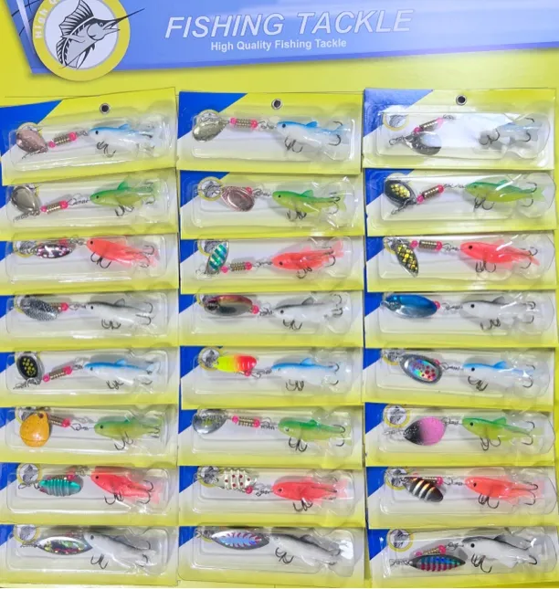 24件套复合旋转亮片软饵假饵路亚饵海水淡水钓翘嘴鲈鱼等多种鱼类