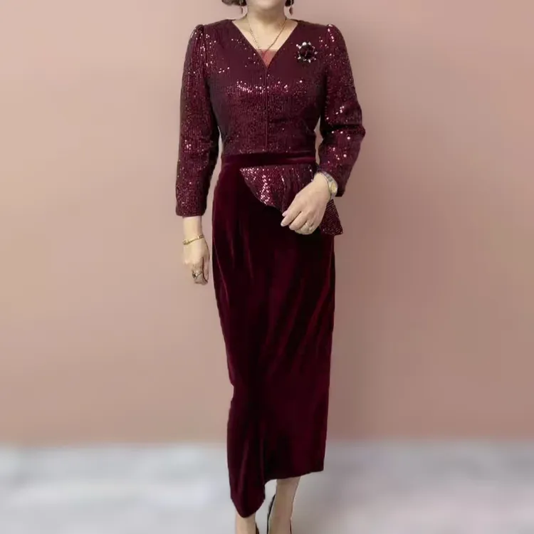 婚宴礼服红色修身连衣裙高级感穿搭适合喜婆婆喜妈妈