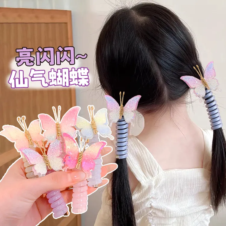 儿童发饰亮闪闪仙气卷卷电话线发圈宝宝绕绕发绳头饰