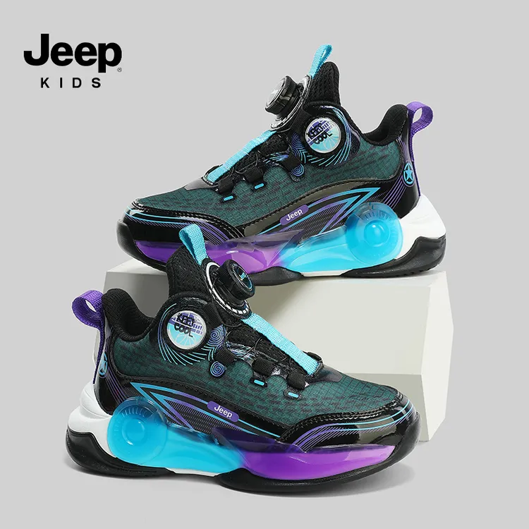 jeep儿童训练篮球鞋减震防滑男童运动球鞋小学生户外防滑登山跑鞋