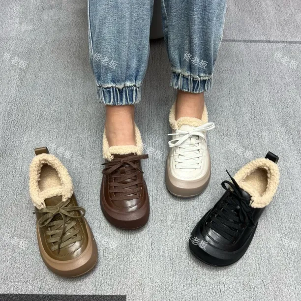 99688 纯皮软底时尚百搭复古休闲棉瓢鞋女鞋